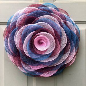 Blue pink & maroon "Denim & Diamonds" wall art